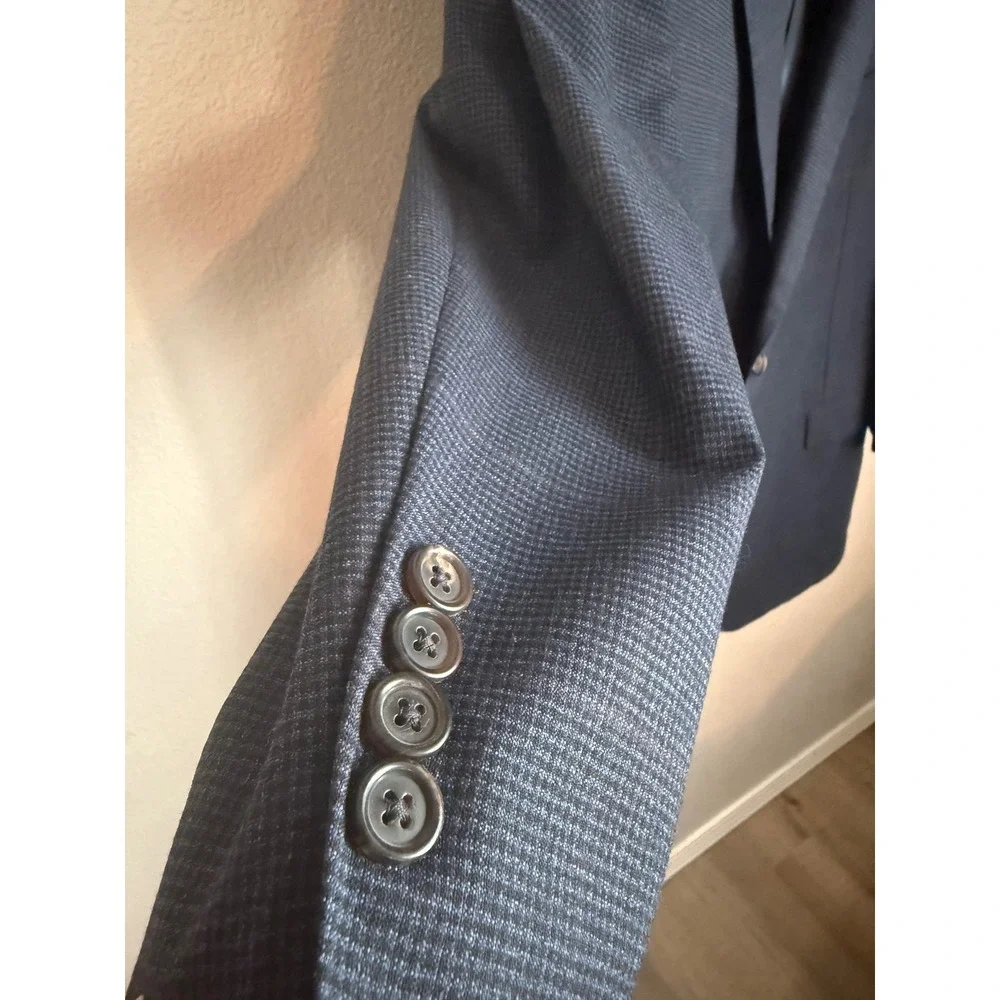 Hickey Freeman Sport Coat Mens 48 Reg Navy Blue Excellent Wool Beacon Blazer